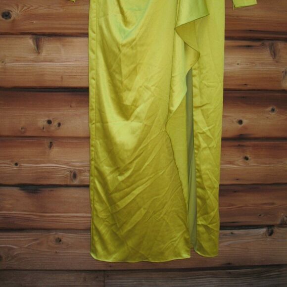 MAC DUGGAL  Chartreuse Long Sleeve Structured Bow Draped Gown 4 - Picture 8 of 13